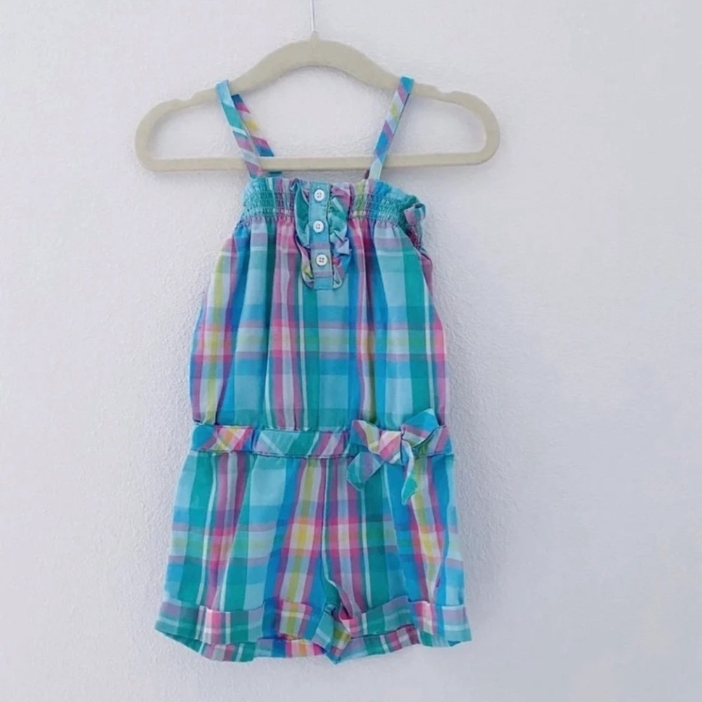Nautica baby girl blue Plaid Summer romper One piece Size 12-18 months
